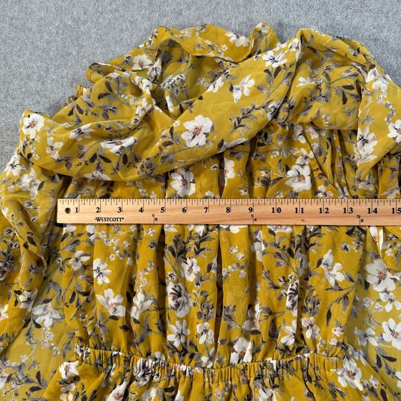 Show Me Your Mumu Triple Decker Romper Size Medium Yellow Floral Off Shoulder - Picture 5 of 10